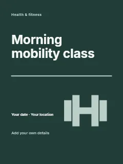 Morning mobility class poster template · Typography & ornament