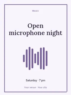 Open microphone night poster template · Framed editorial