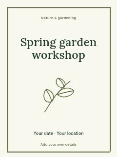 Spring garden workshop poster template · Framed editorial