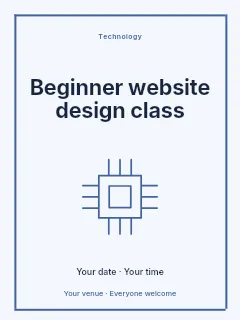 Beginner website design class poster template · Framed editorial