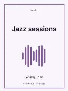 Weekend Jazz Sessions poster template · Framed editorial