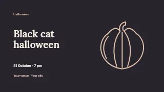 Black cat Halloween presentation cover template · Horizontal photo dialogue
