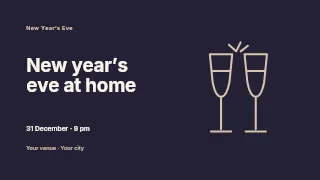 New Year’s Eve at home presentation cover template · Horizontal photo dialogue