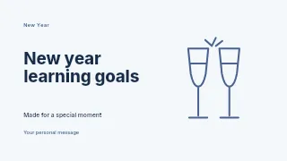 New Year learning goals presentation cover template · Horizontal photo dialogue