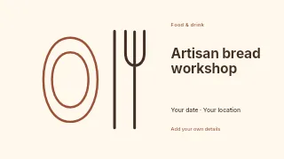 Artisan bread workshop presentation cover template · Horizontal photo dialogue