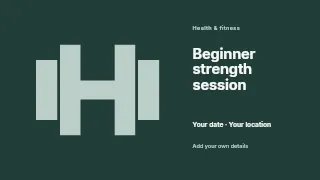 Beginner strength session presentation cover template · Horizontal photo dialogue