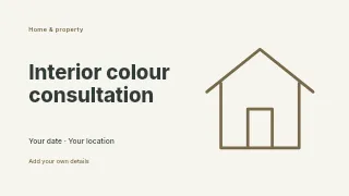 Interior colour consultation presentation cover template · Horizontal photo dialogue