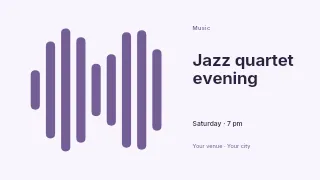 Jazz quartet evening presentation cover template · Horizontal photo dialogue