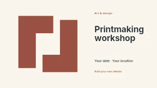 Printmaking workshop presentation cover template · Horizontal photo dialogue