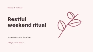 Restful weekend ritual presentation cover template · Horizontal photo dialogue