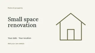 Small space renovation presentation cover template · Horizontal photo dialogue
