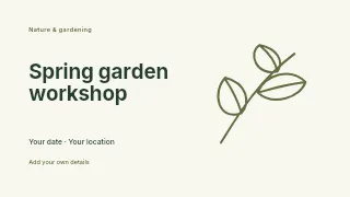Spring garden workshop presentation cover template · Horizontal photo dialogue