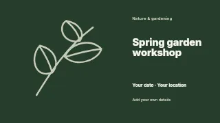 Spring garden workshop presentation cover template · Horizontal photo dialogue