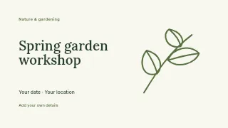 Spring garden workshop presentation cover template · Horizontal photo dialogue