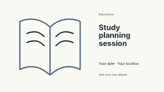 Study planning session presentation cover template · Horizontal photo dialogue
