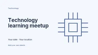 Technology learning meetup presentation cover template · Horizontal photo dialogue