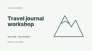 Travel journal workshop presentation cover template · Horizontal photo dialogue