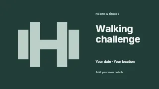 Walking challenge presentation cover template · Horizontal photo dialogue