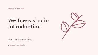 Wellness studio introduction presentation cover template · Horizontal photo dialogue