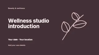 Wellness studio introduction presentation cover template · Horizontal photo dialogue
