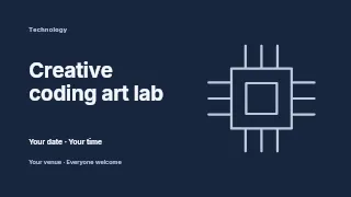 Creative coding art lab presentation cover template · Horizontal photo dialogue