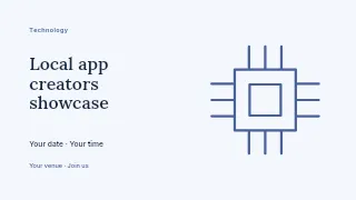 Local app creators showcase presentation cover template · Horizontal photo dialogue