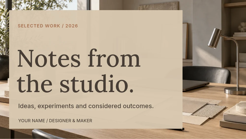 Notes from the studio presentation cover template · Portfolio presentation cover