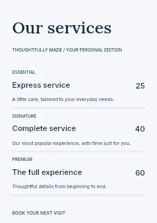 Independent business price list template · Structured price-lists