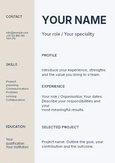 Landscape resume template · Editorial