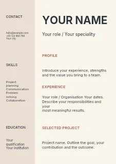 Printmaking workshop resume template · Structured resumes
