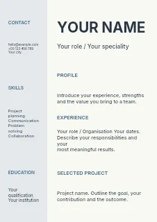Study planning session resume template · Structured resumes