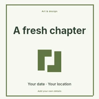 A Fresh Chapter social media post template · Framed editorial