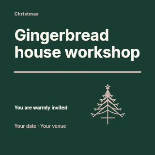 Gingerbread house workshop social media post template · Typography & ornament