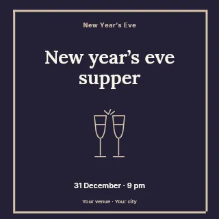 New Year’s Eve supper social media post template · Framed editorial