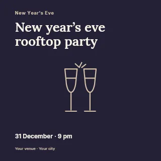 New Year’s Eve rooftop party social media post template · Fine-line cover