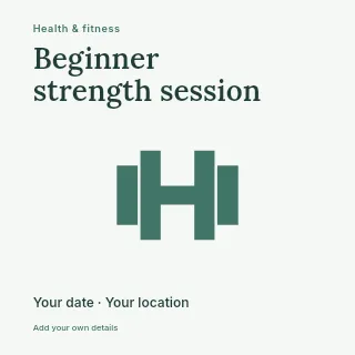 Beginner strength session social media post template · Fine-line cover