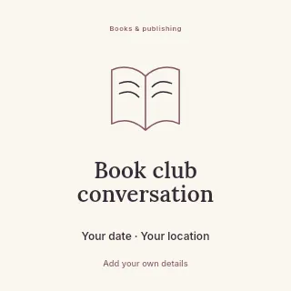 Book club conversation social media post template · Illustrated folio