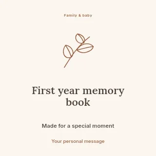 First year memory book social media post template · Illustrated folio
