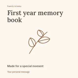 First year memory book social media post template · Fine-line cover
