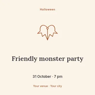 Friendly monster party social media post template · Illustrated folio