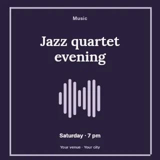 Jazz quartet evening social media post template · Framed editorial