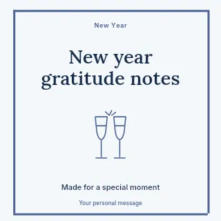 New Year gratitude notes social media post template · Framed editorial