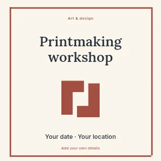 Printmaking workshop social media post template · Framed editorial
