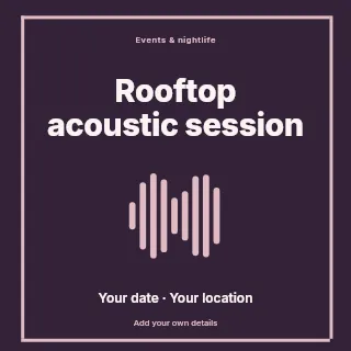 Rooftop acoustic session social media post template · Framed editorial
