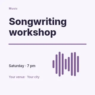 Songwriting workshop social media post template · Typography & ornament