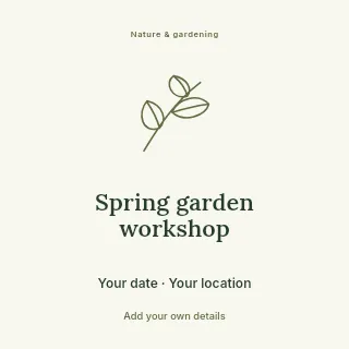 Spring garden workshop social media post template · Illustrated folio