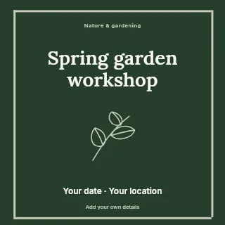 Spring garden workshop social media post template · Framed editorial