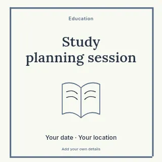Study planning session social media post template · Framed editorial