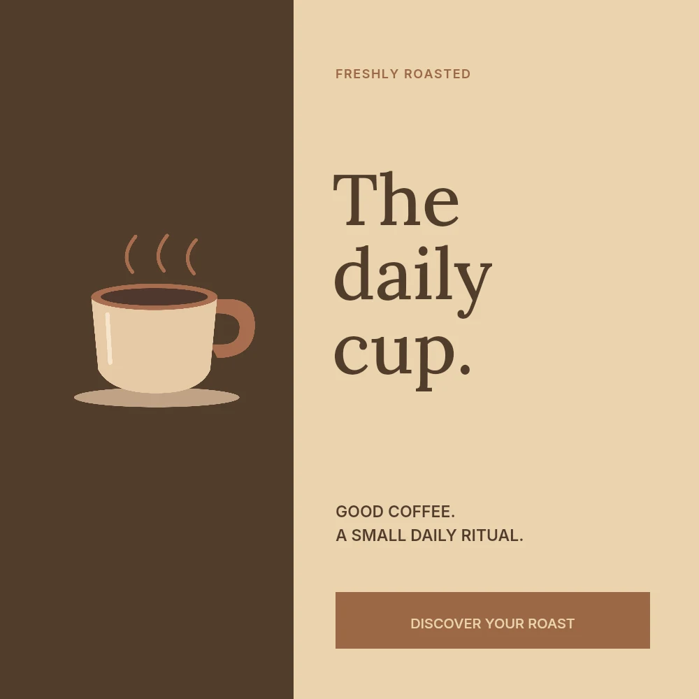 The daily cup social media post template · Coffee launch post