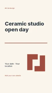 Ceramic studio open day instagram story template · Typography & ornament